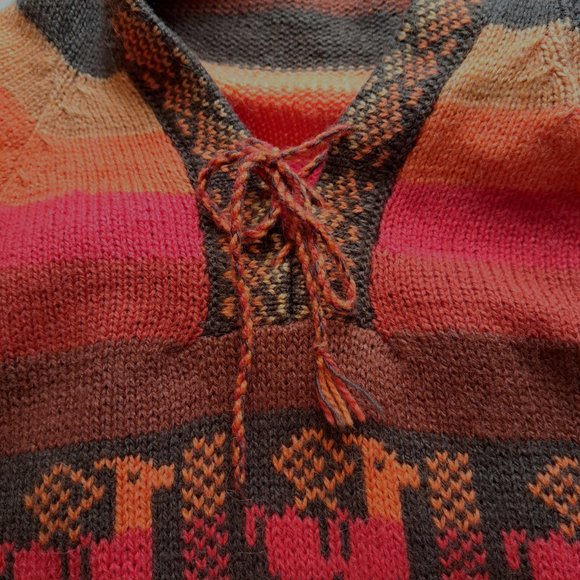 TJCO LOCO Peru ALPACA Sweater HOODIE Sz S - M UNIQUE COLORFUL STUNNING Like new - Picture 3 of 10
